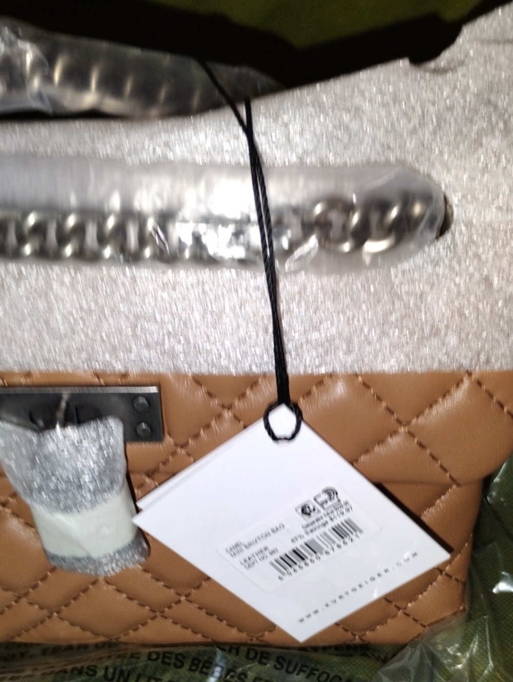 Quilted Brown Shoulder Bag with Chain Strap